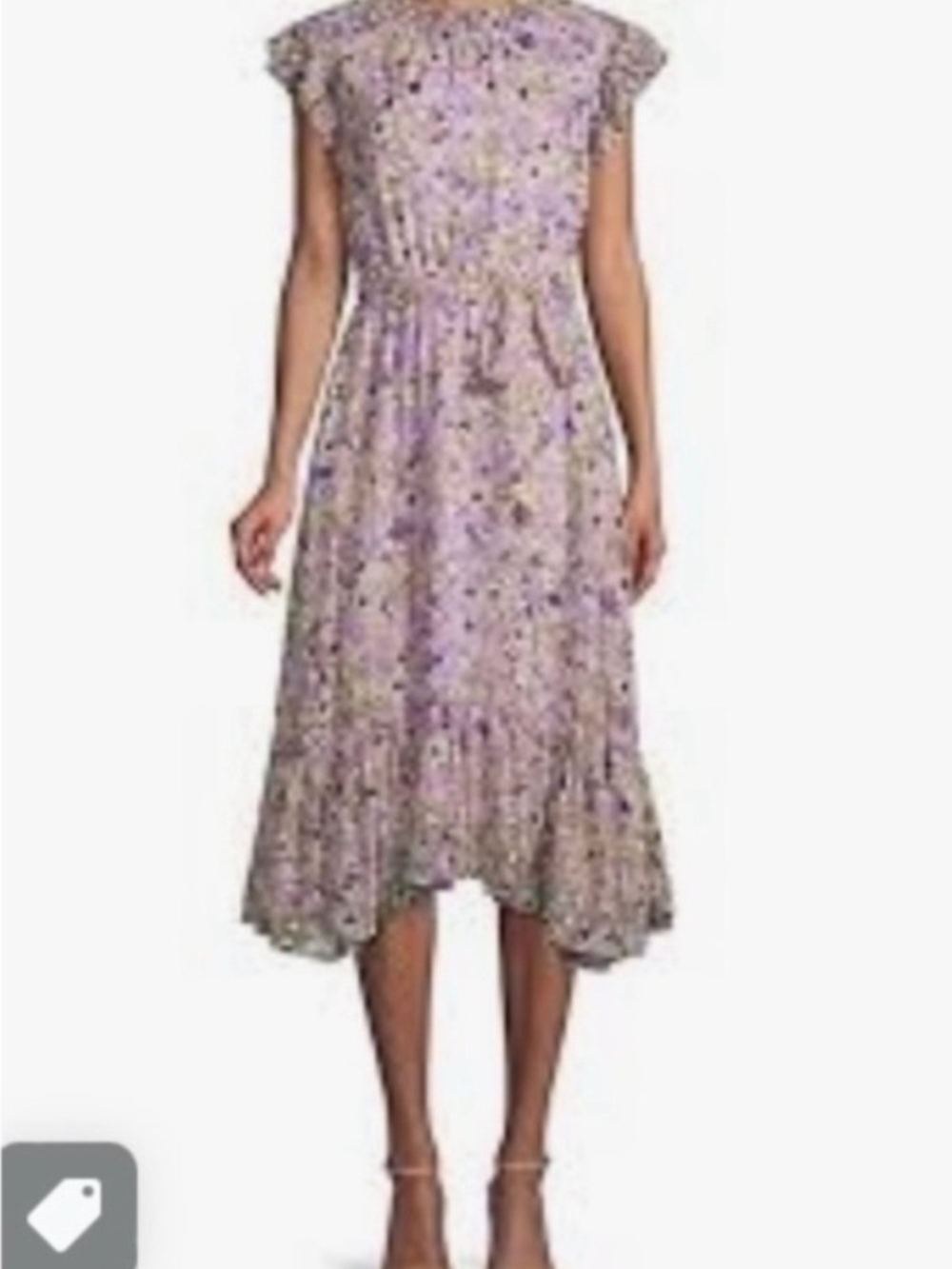 Gabby Skye Lavender Floral High-Low Midi Dress